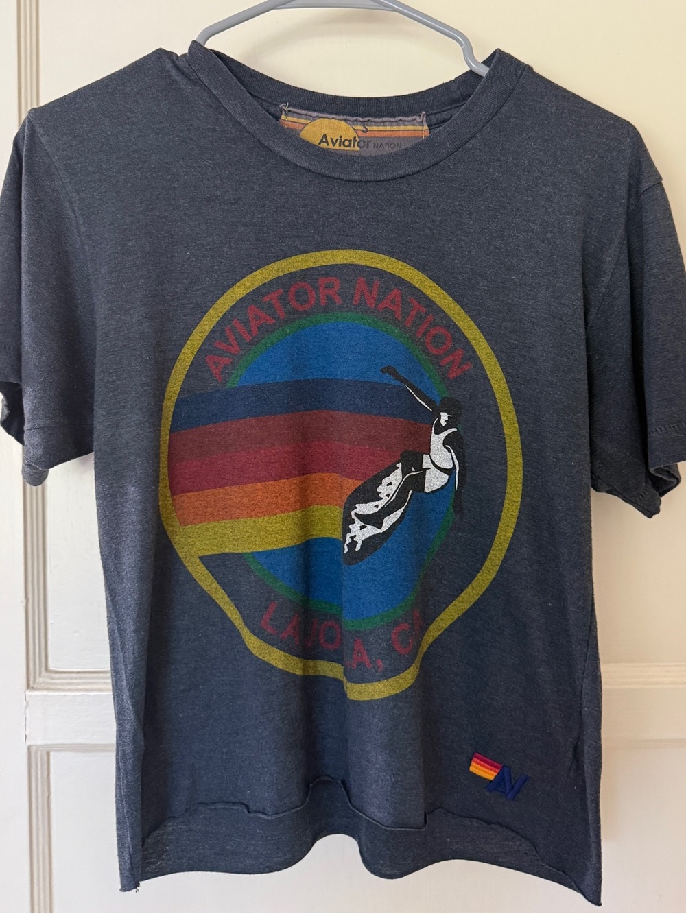 Aviator Nation Charcoal Short-Sleeve Tee with Classic Retro Logo
